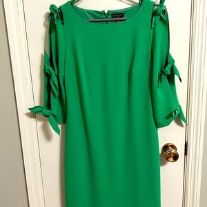 Vince Camuto green shift dress with tie sleeves